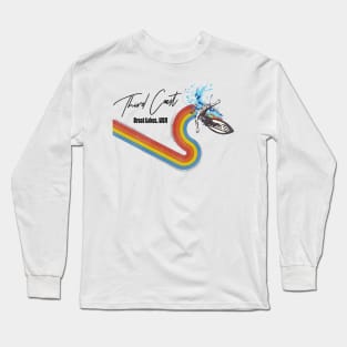 Retro 70s/80s Style Rainbow Surfing Wave Third Coast, USA Long Sleeve T-Shirt